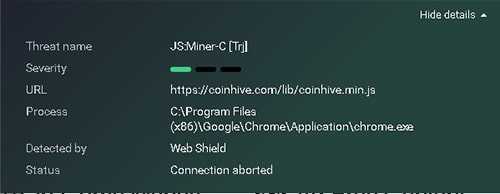 Coinhive Threat Warning AVG