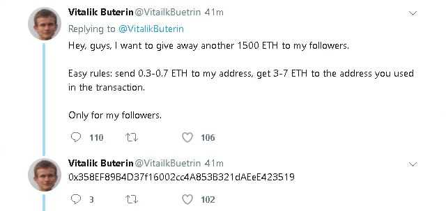 Vitalik Scam Tweet