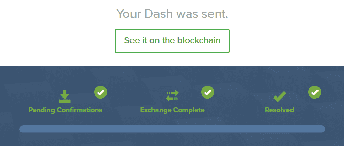 Completed Shapeshift Exchange