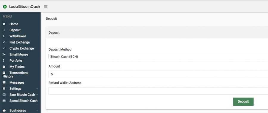 Deposit Local Bitcoin Cash