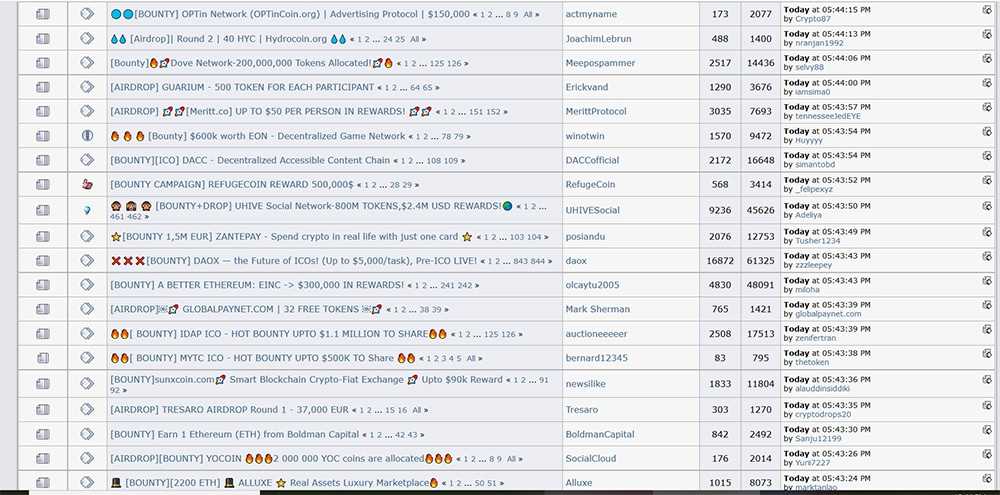 ICO Bounties on Bitcointalk