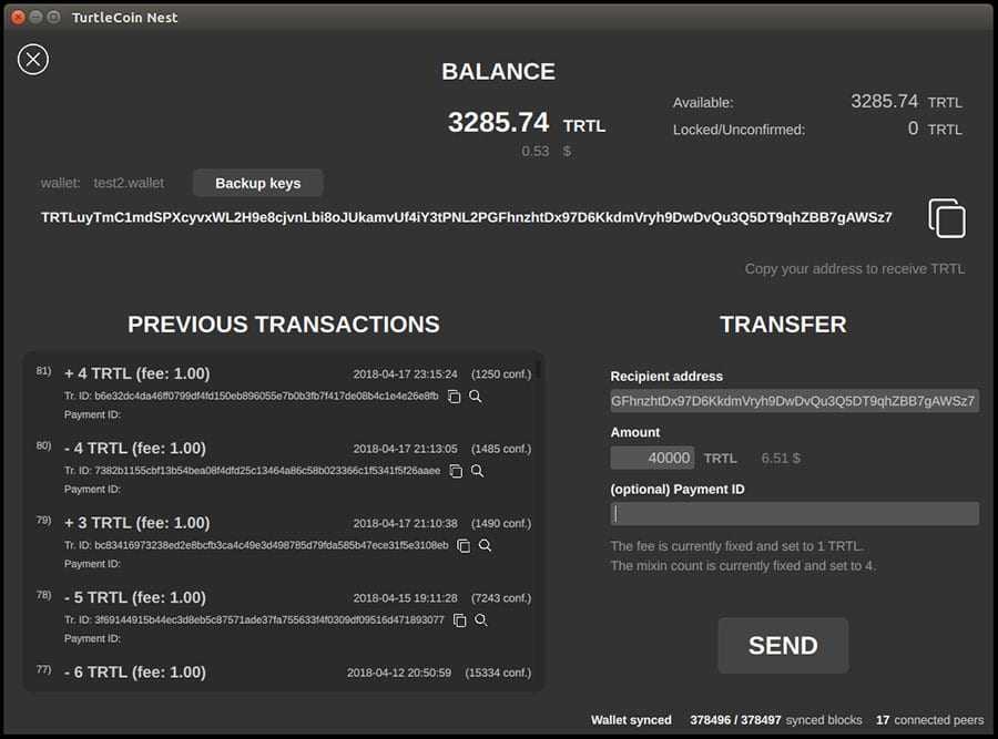 Golang GUI Wallet Turtlecoin