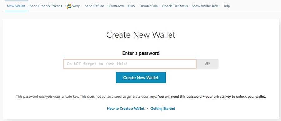 Creating Wallet MEW