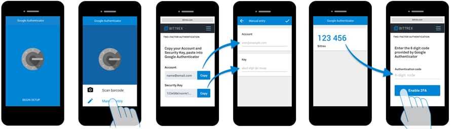 Setting up 2FA Bittrex