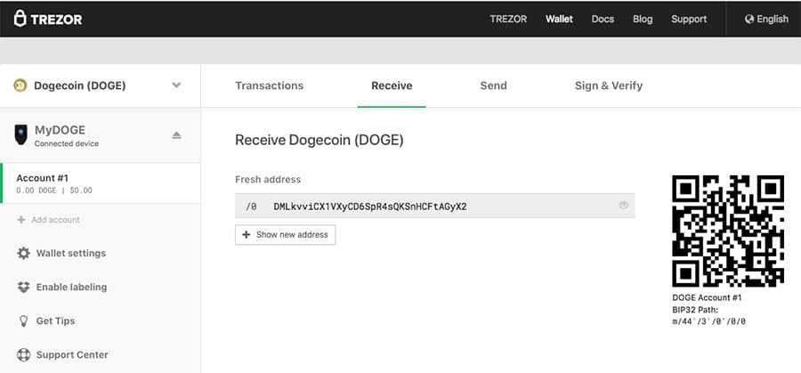 Trezor Home Dogecoin