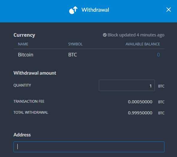 Withdrawal Request Bittrex