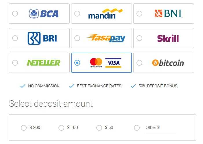 OctaFX Deposit Options