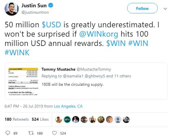 Justin Sun WINk