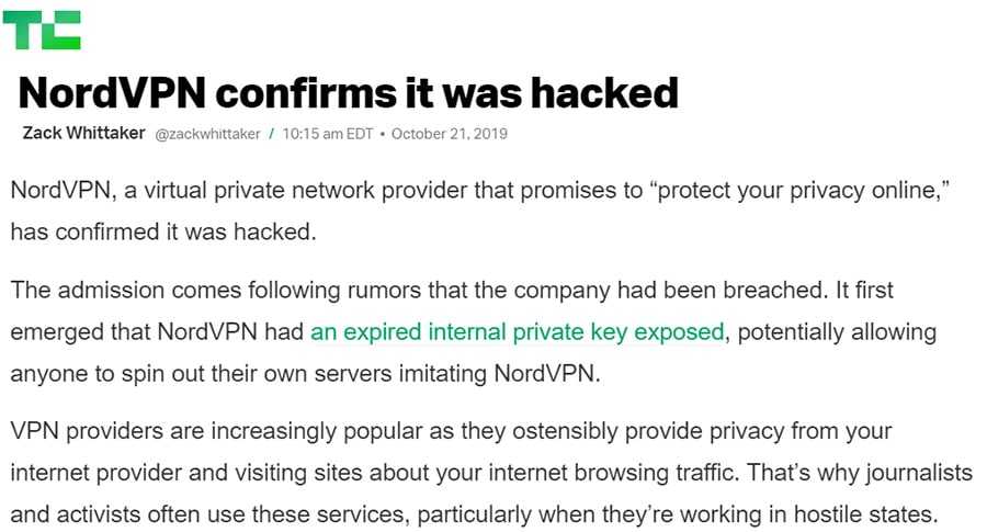 NordVPN Hacks Techcrunch