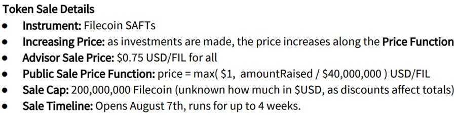 Filecoin Token Sale
