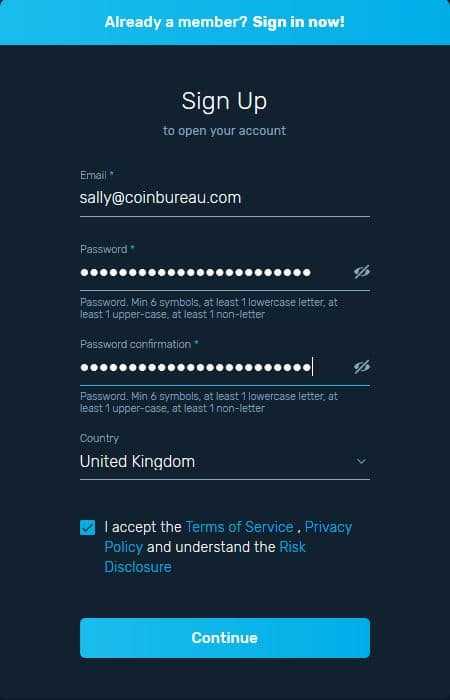 XBTFX Registration Form