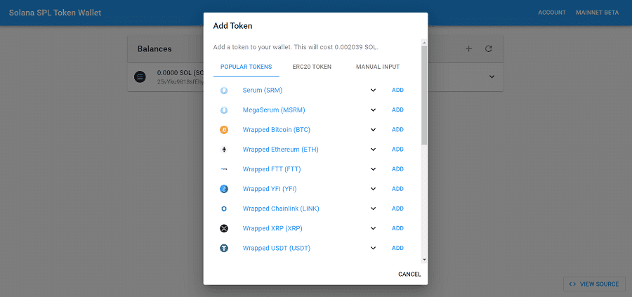 Solana Wrapped Cryptocurrency