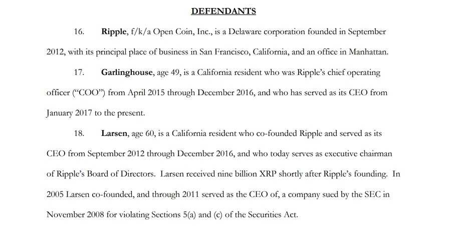 Ripple Lawsuit Defendants