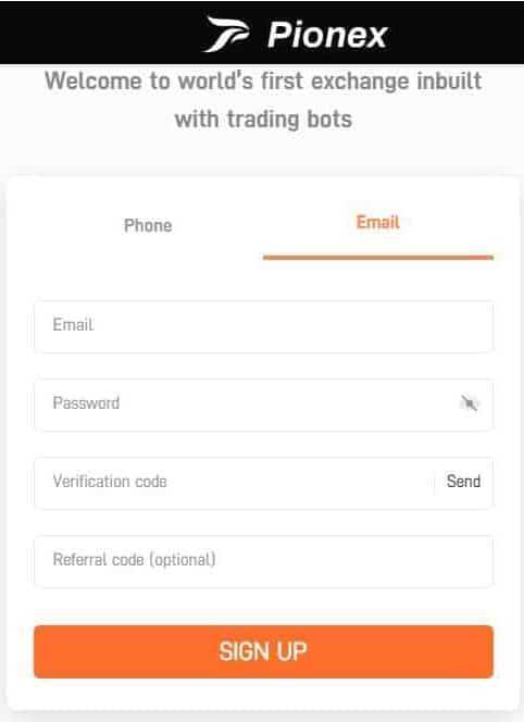 Pionex Registration Form