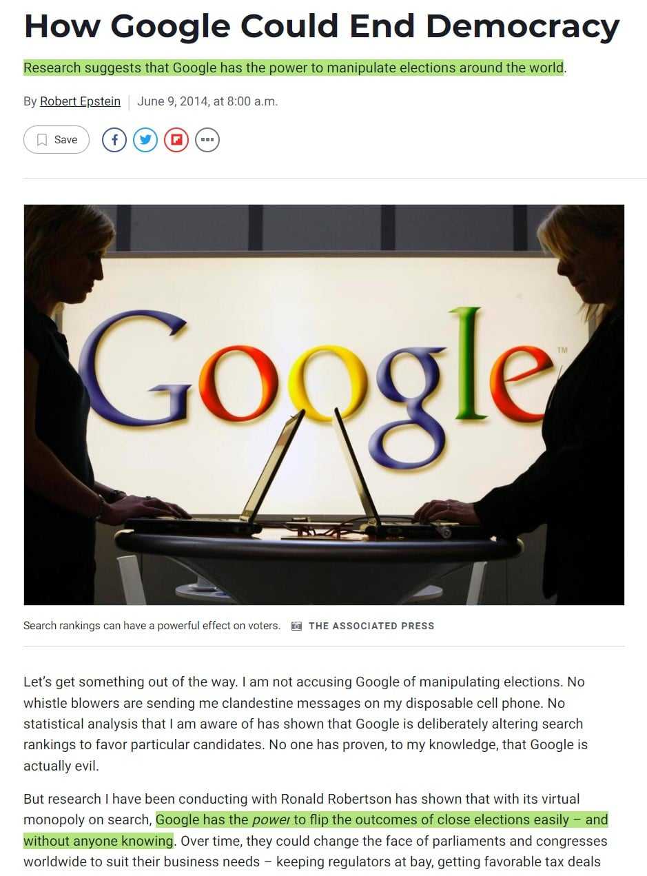 How Google disrupts politics