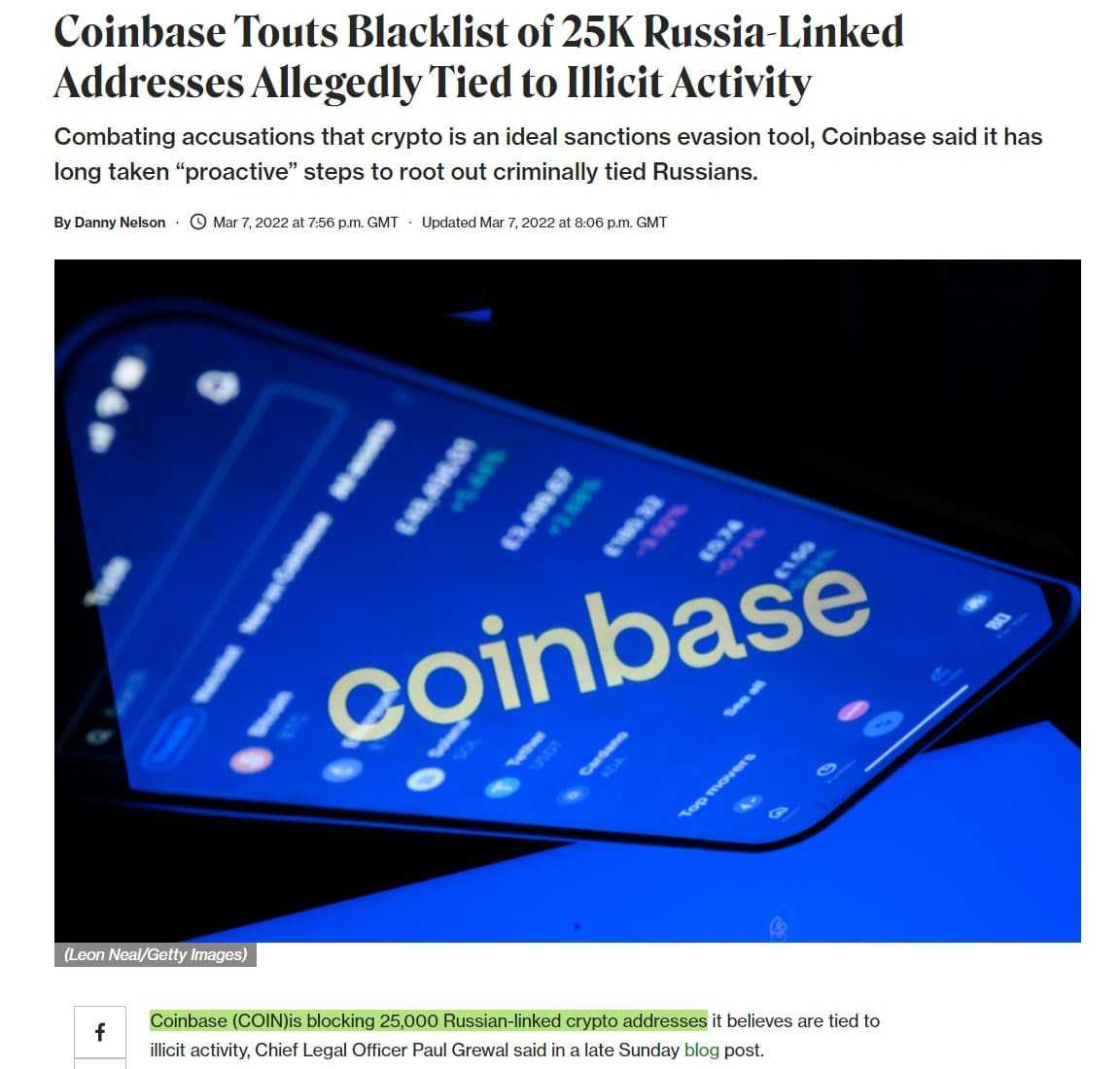 Coinbase Blocks Accounts