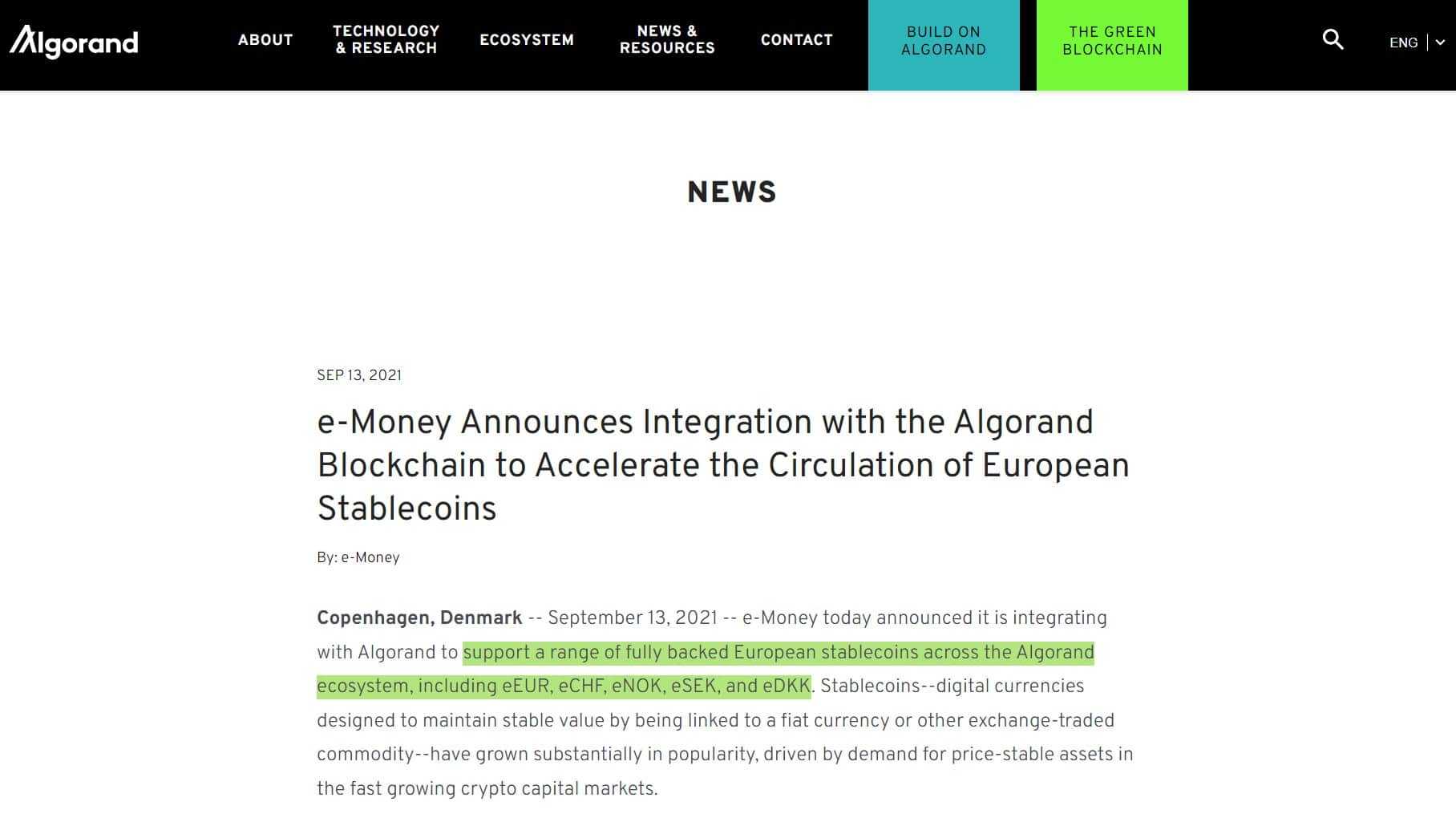 algorand stablecoins