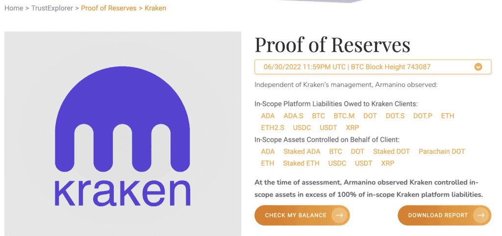 Kraken proof of reserves