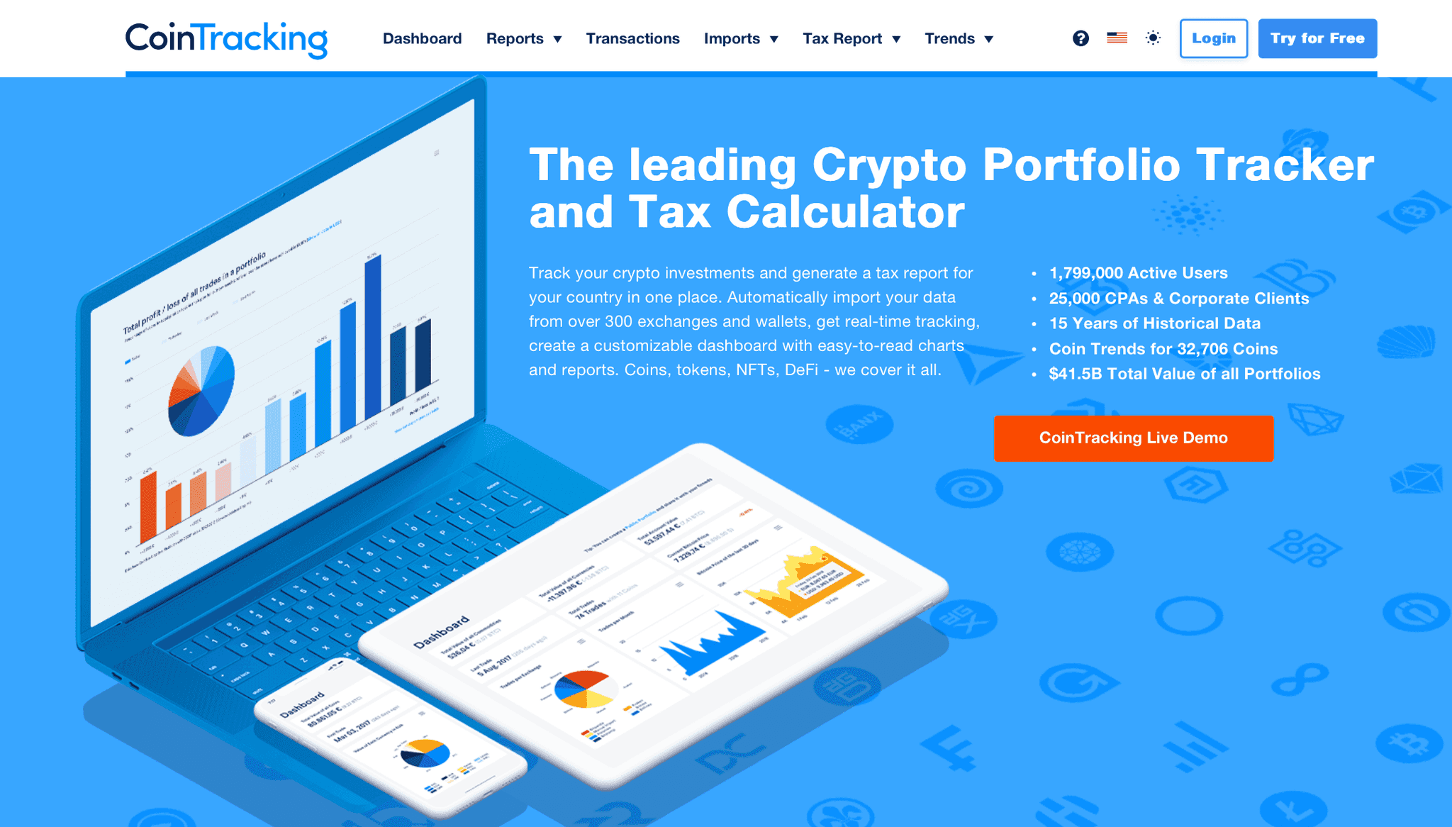 CoinTracking homepage