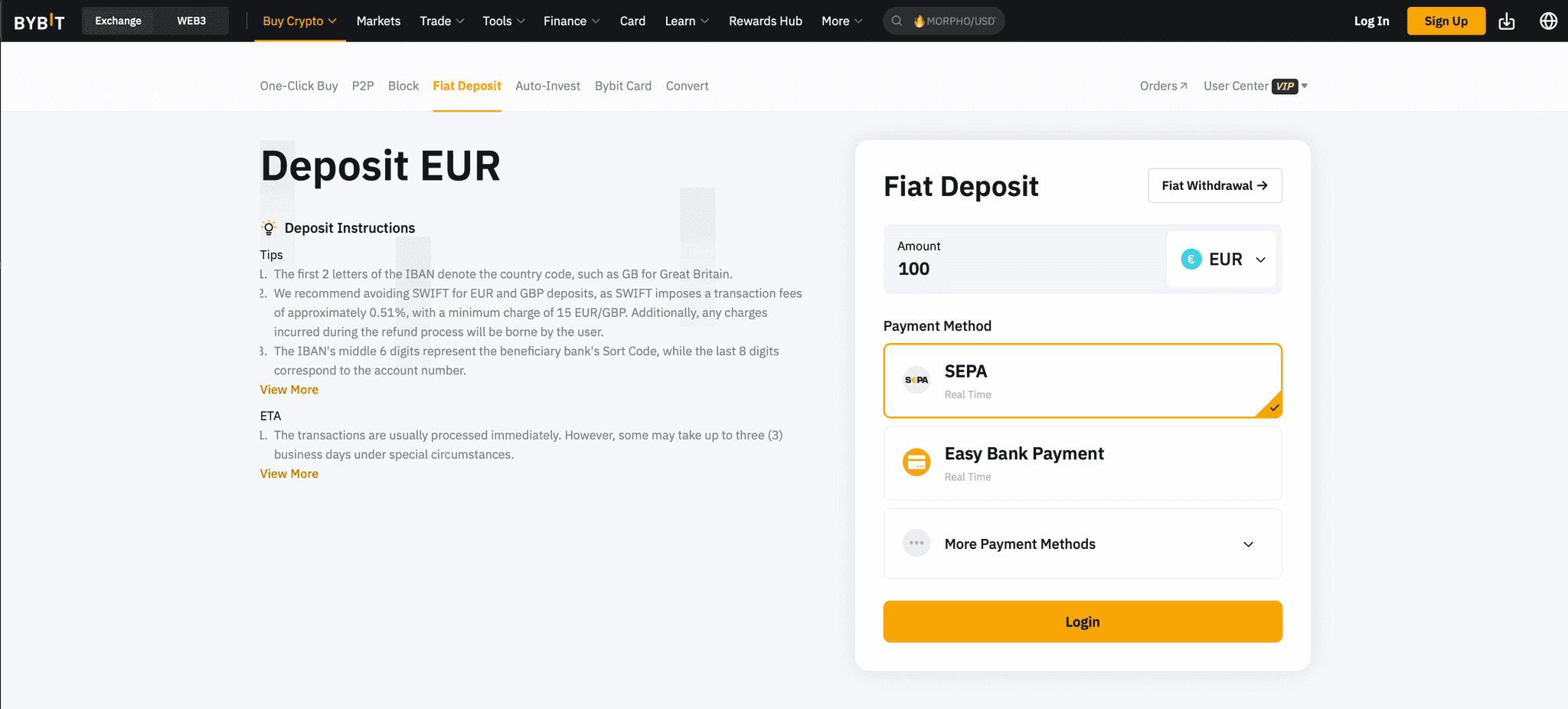 Depositing fiat on Bybit 