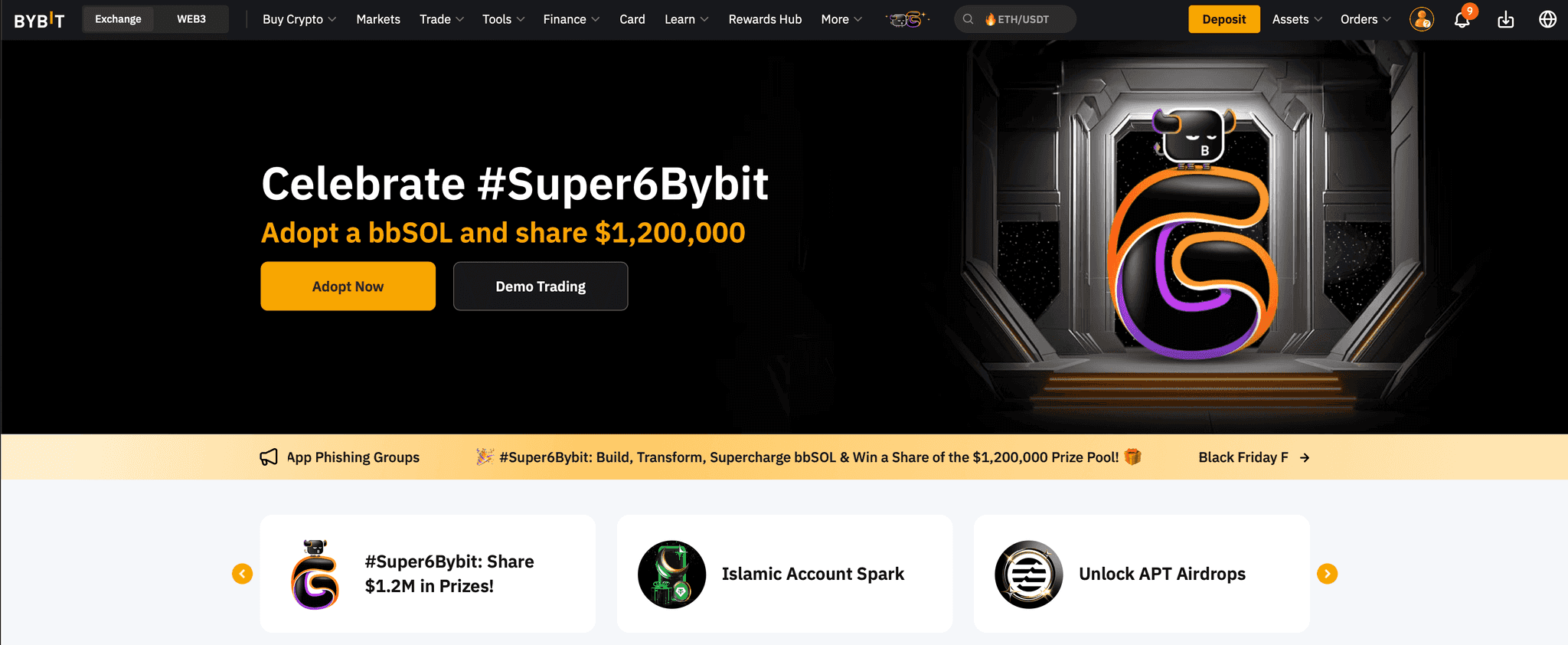 Bybit front page