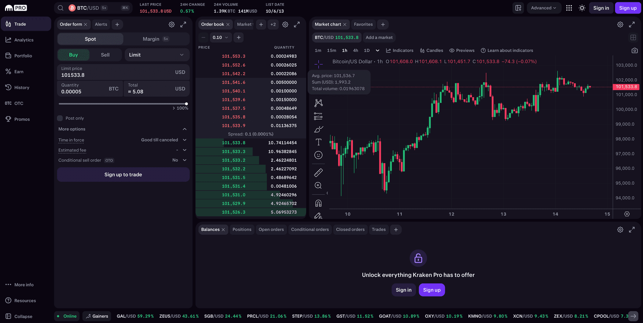 Kraken Pro Interface
