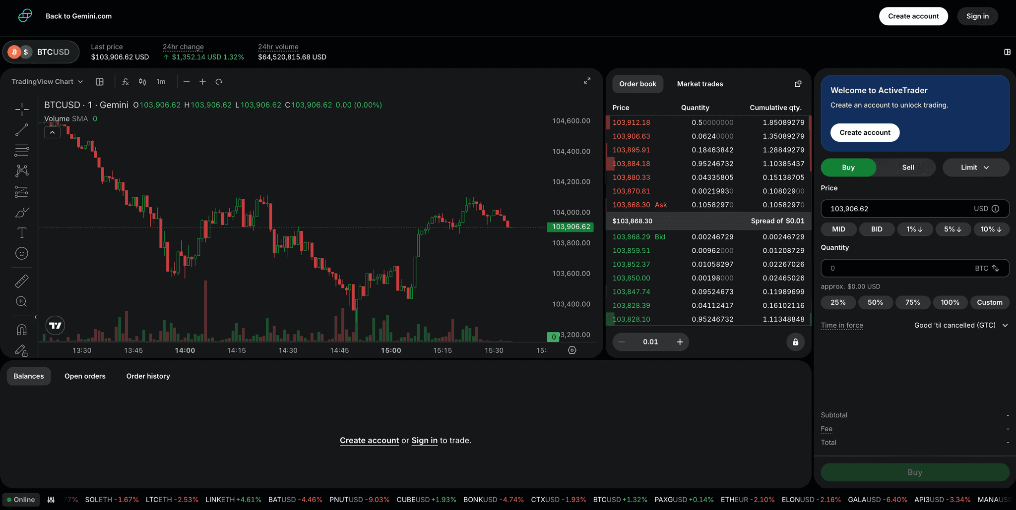 Gemini ActiveTrader