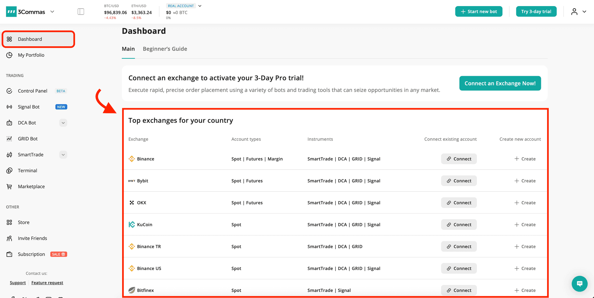 3Commas Dashboard