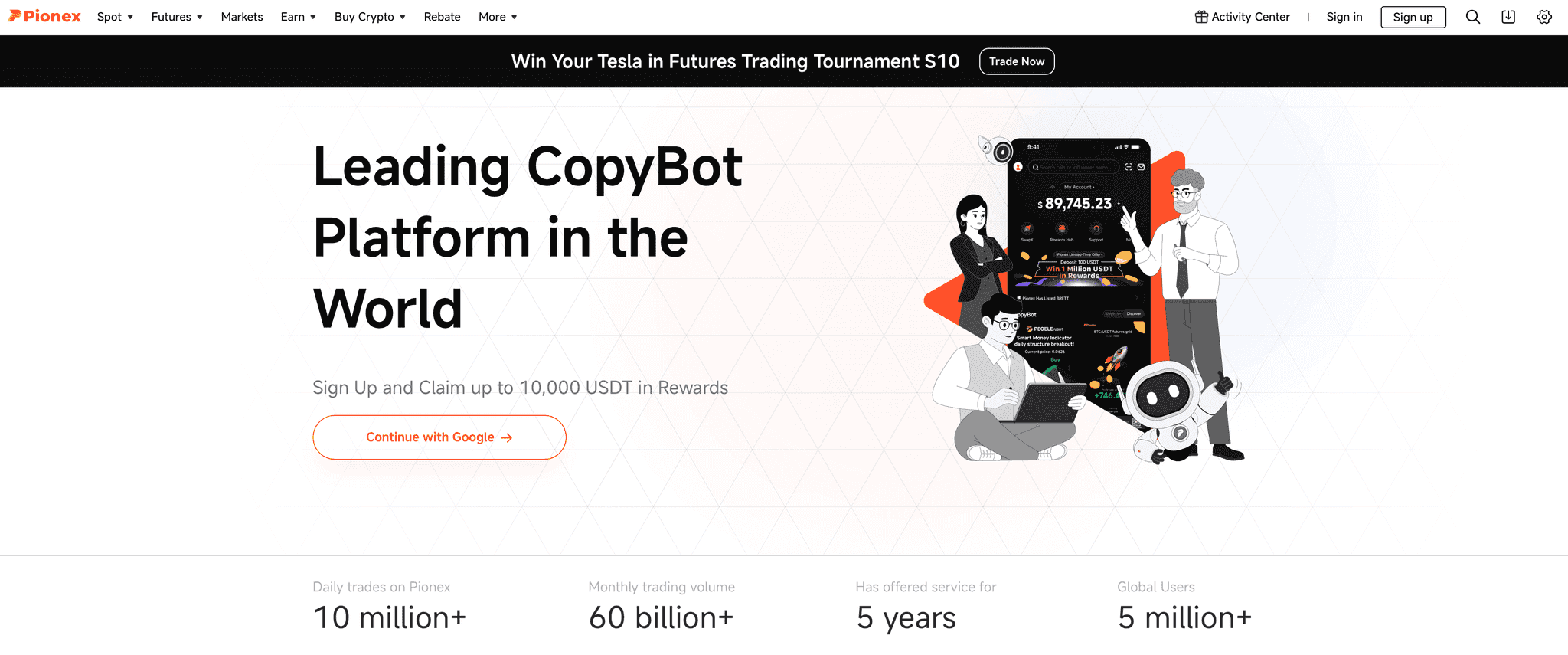 Pionex homepage