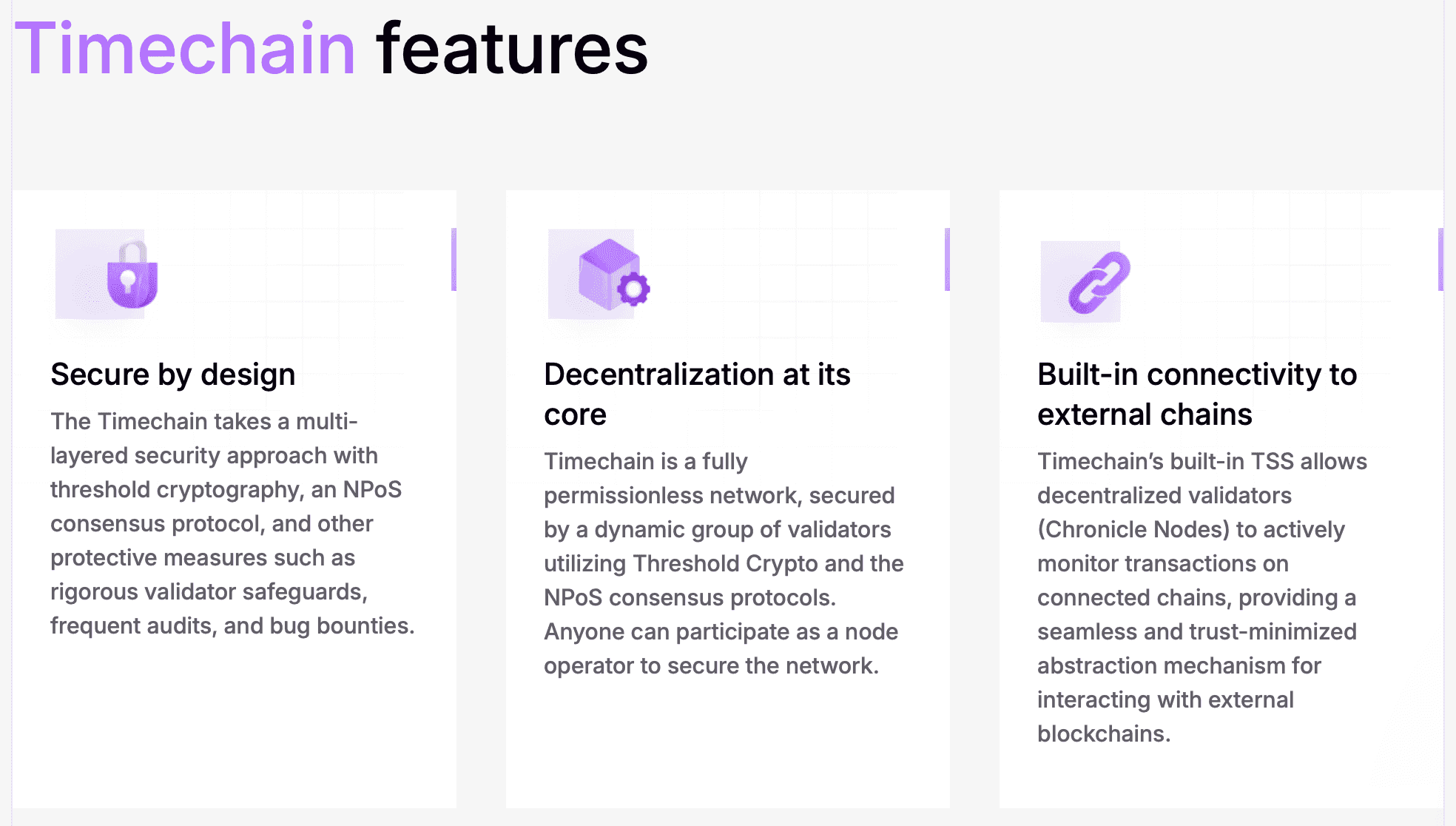 Timechain Features