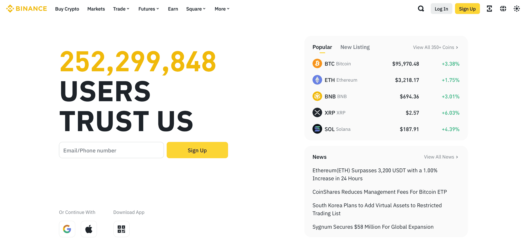 Binance Homepage