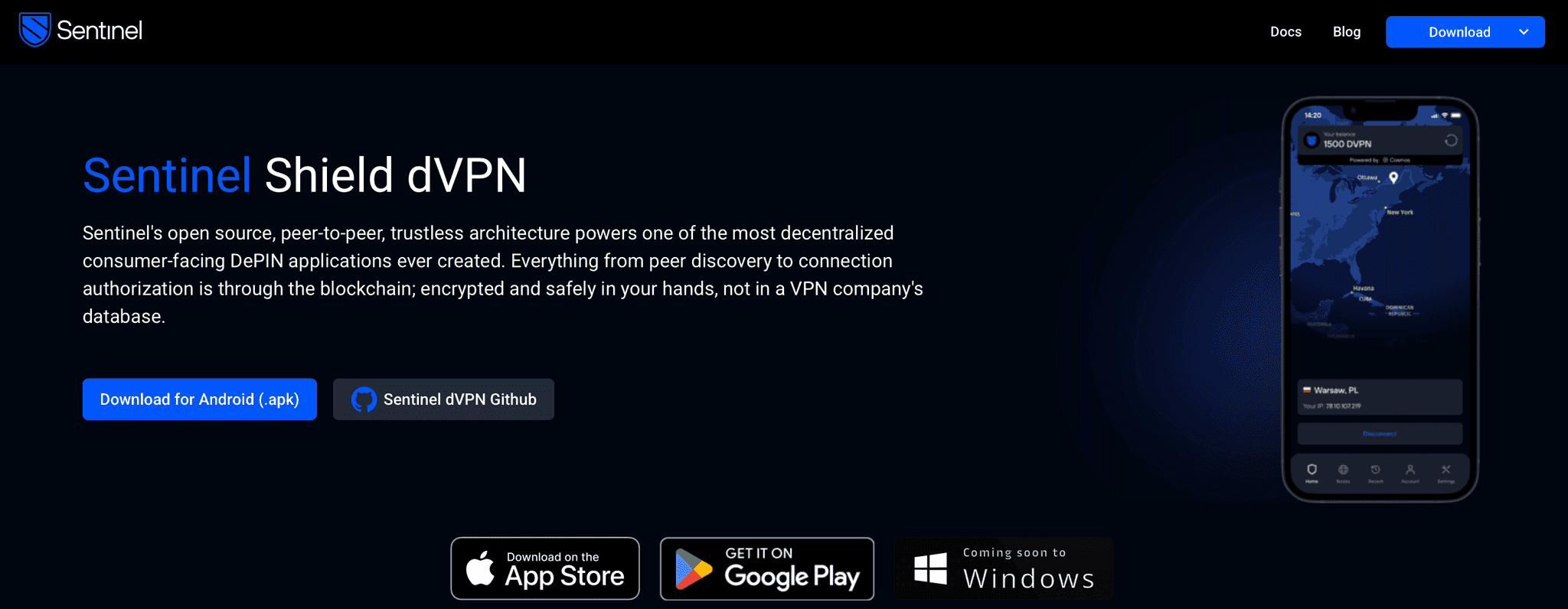 Sentinel Shield dVPN Homepage