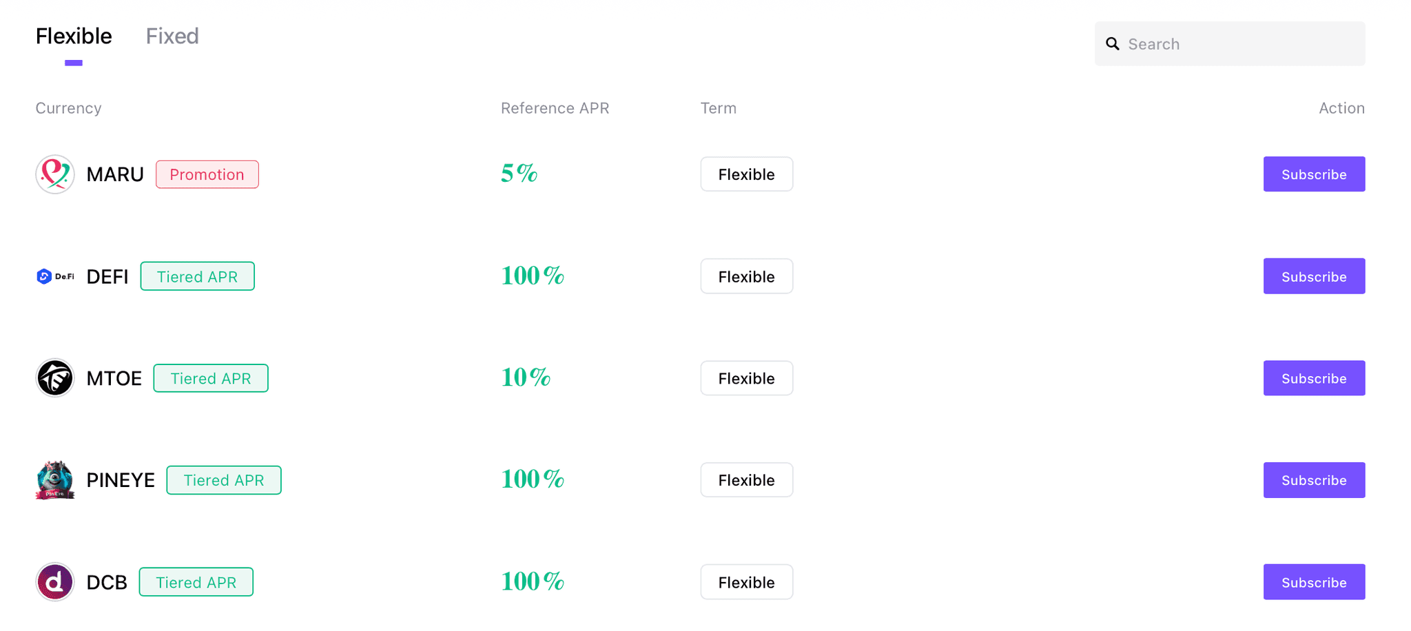 Yields Available in Flexible Earn