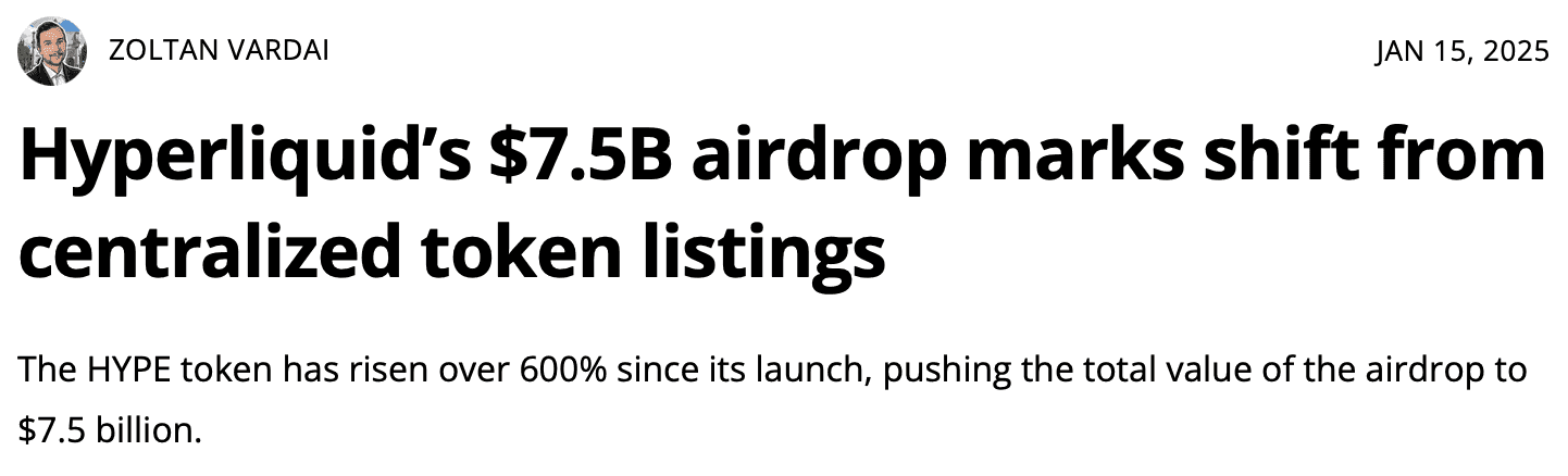 Hyperliquid’s Airdrop Was One of The Largest in Crypto’s History