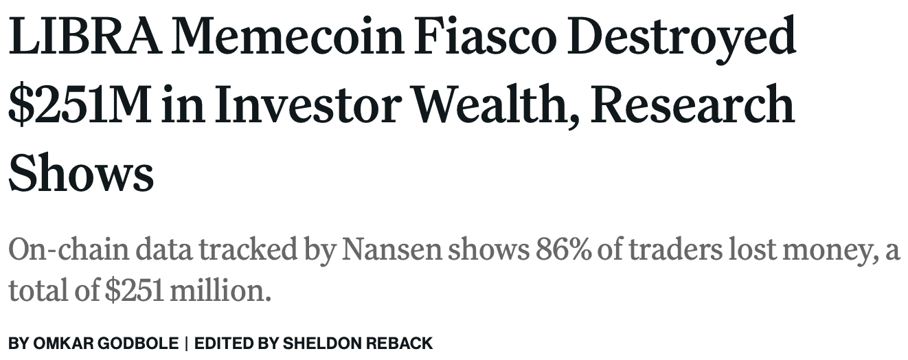 86% of Traders Lost Money on LIBRA