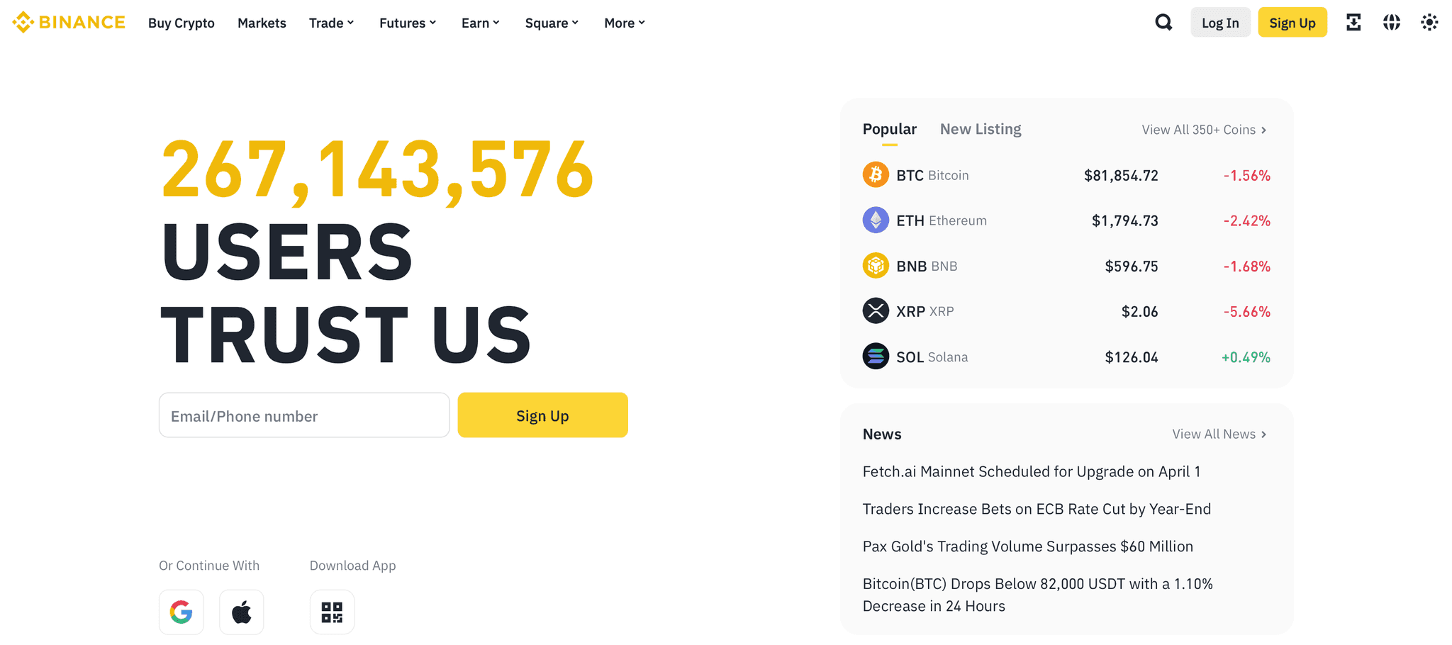 Binance Homepage