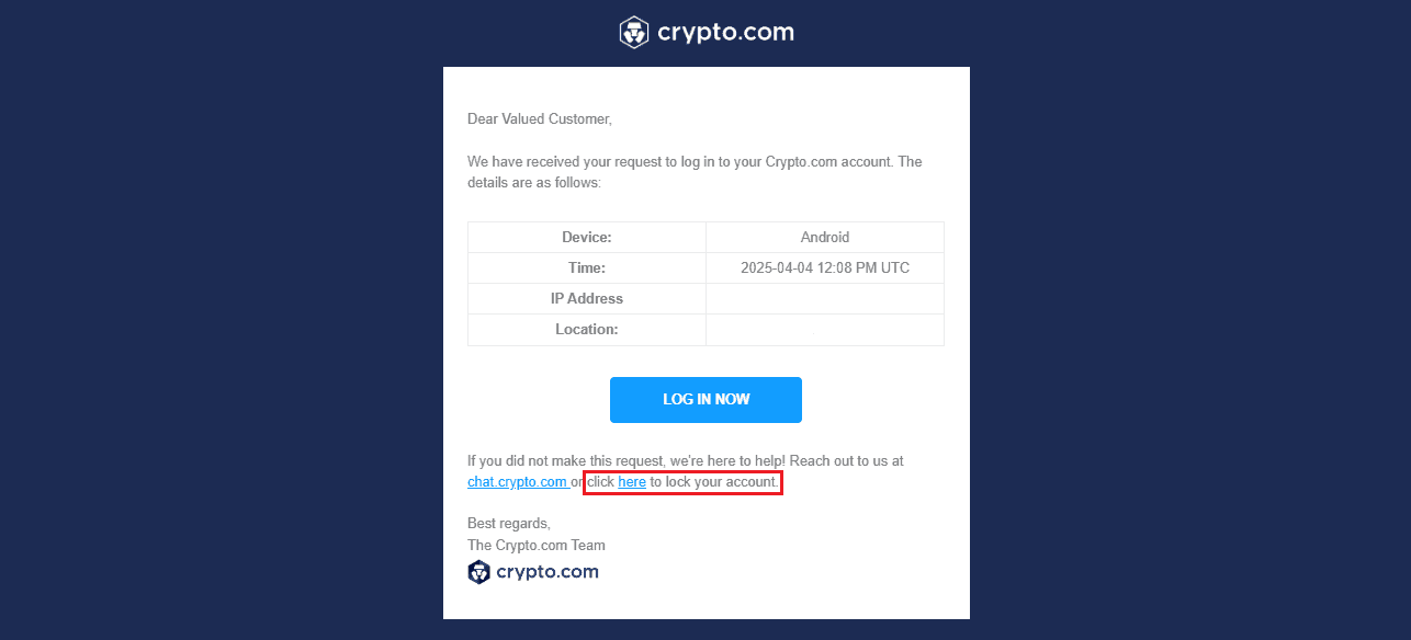 Crypto.com  Account lock 