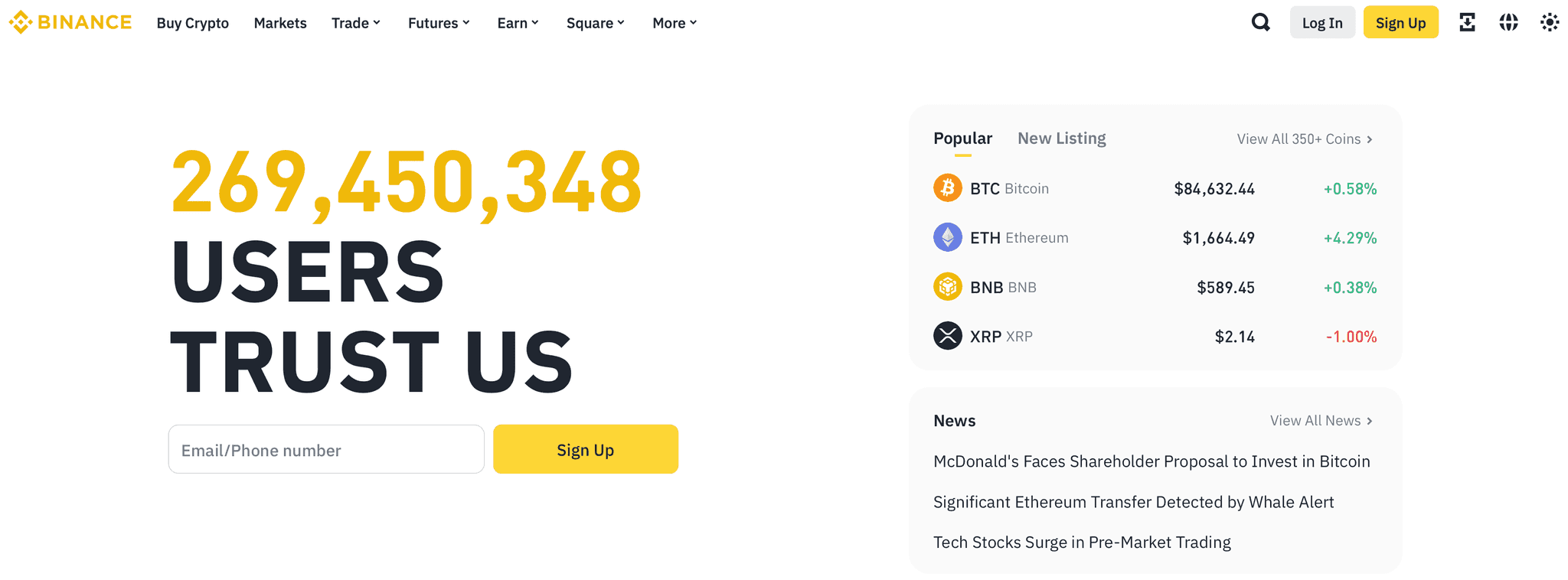 Binance Homepage