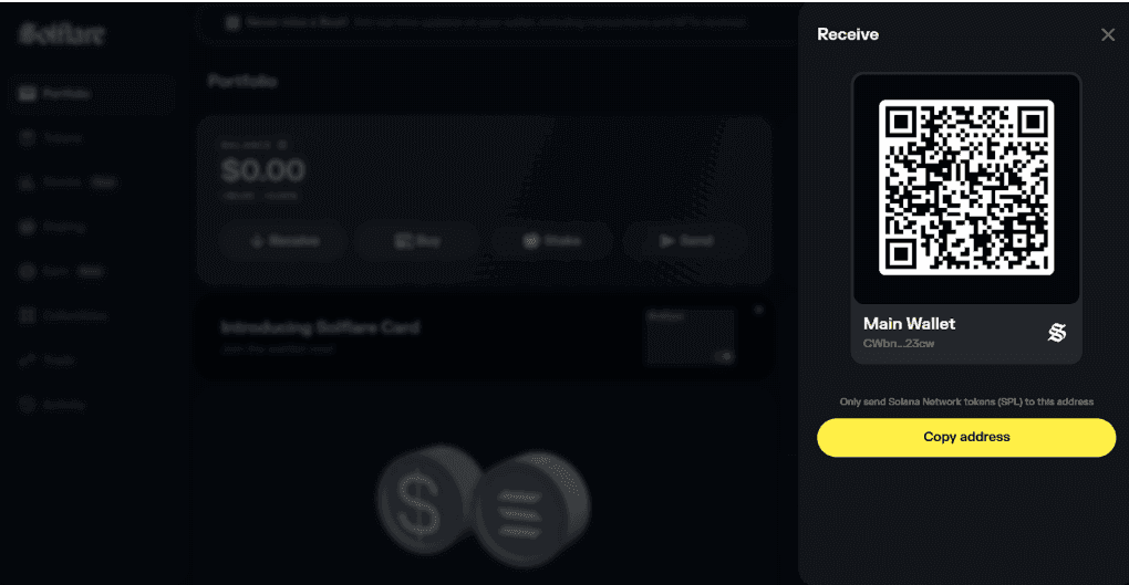 Fund Solflare Wallet Address