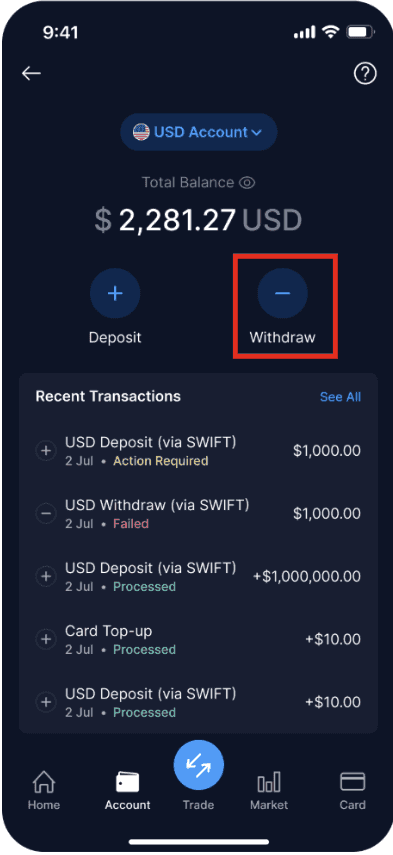 USD Withdrawal