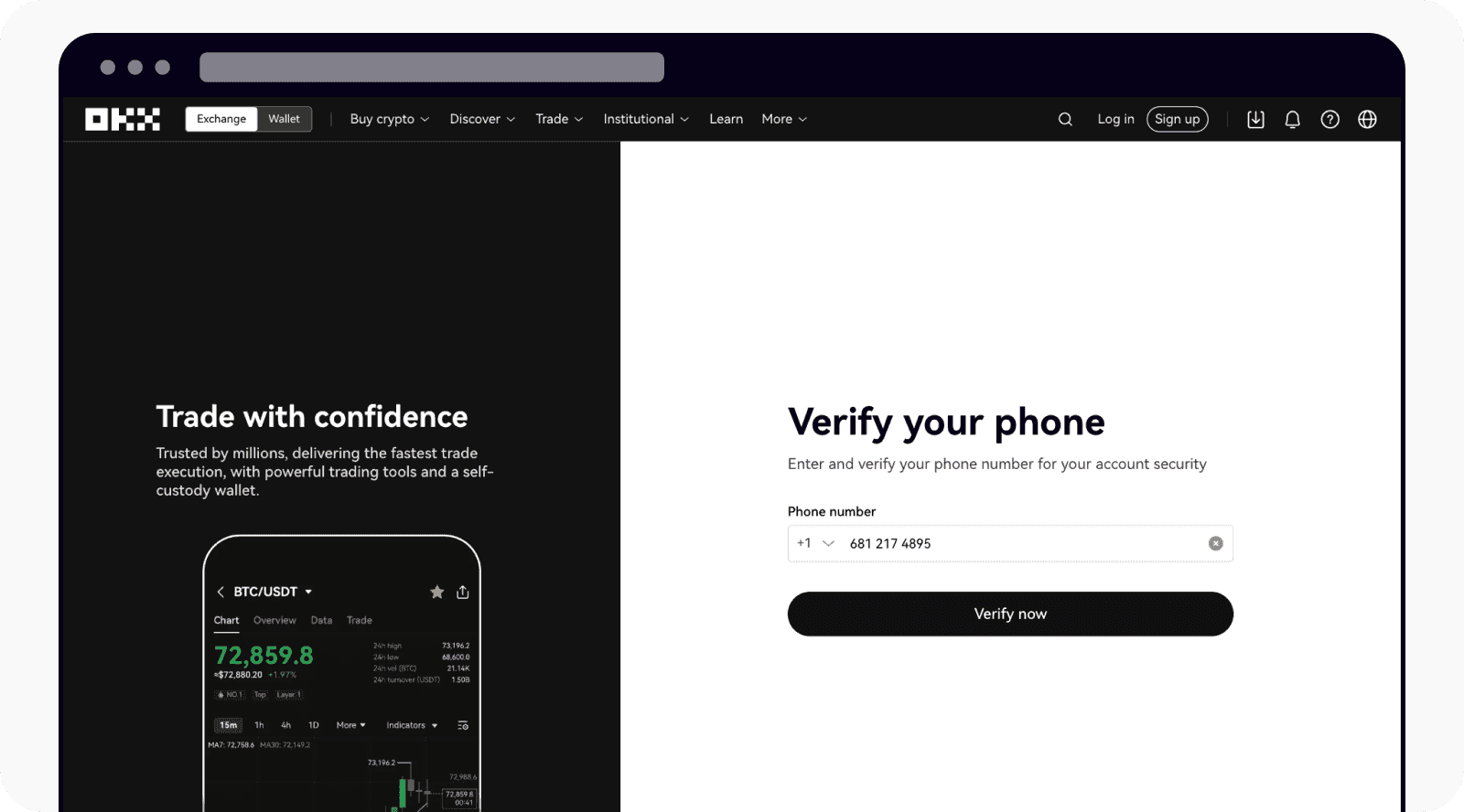 Web Browser Registeration of OKX Platform