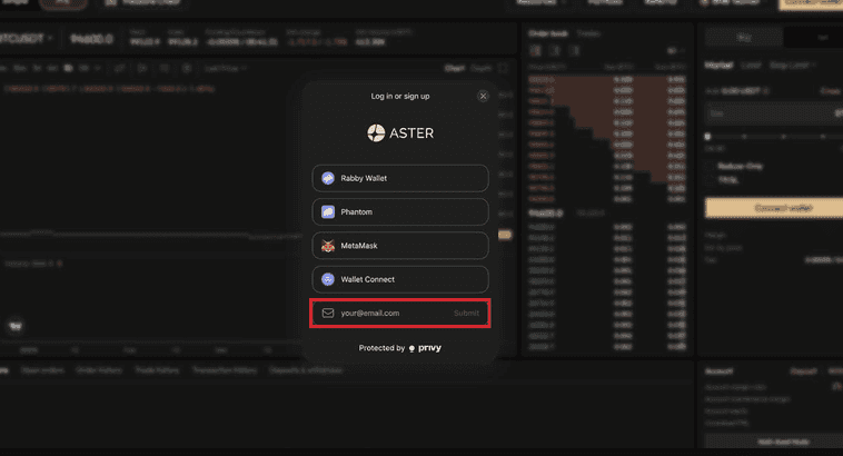 Steps to Sign up on Aster with Email